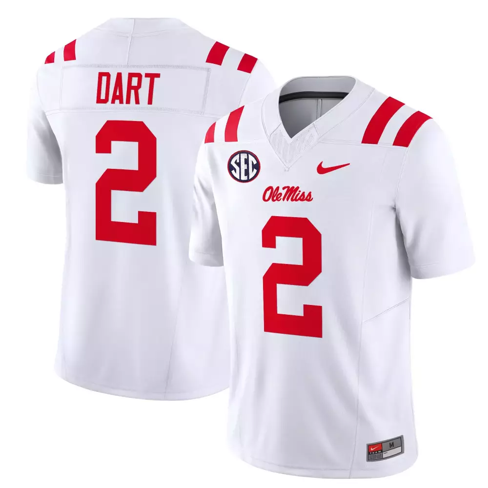 Dart Rebels 2 Ole Miss Jersey White Men Stitched Red Vapor All