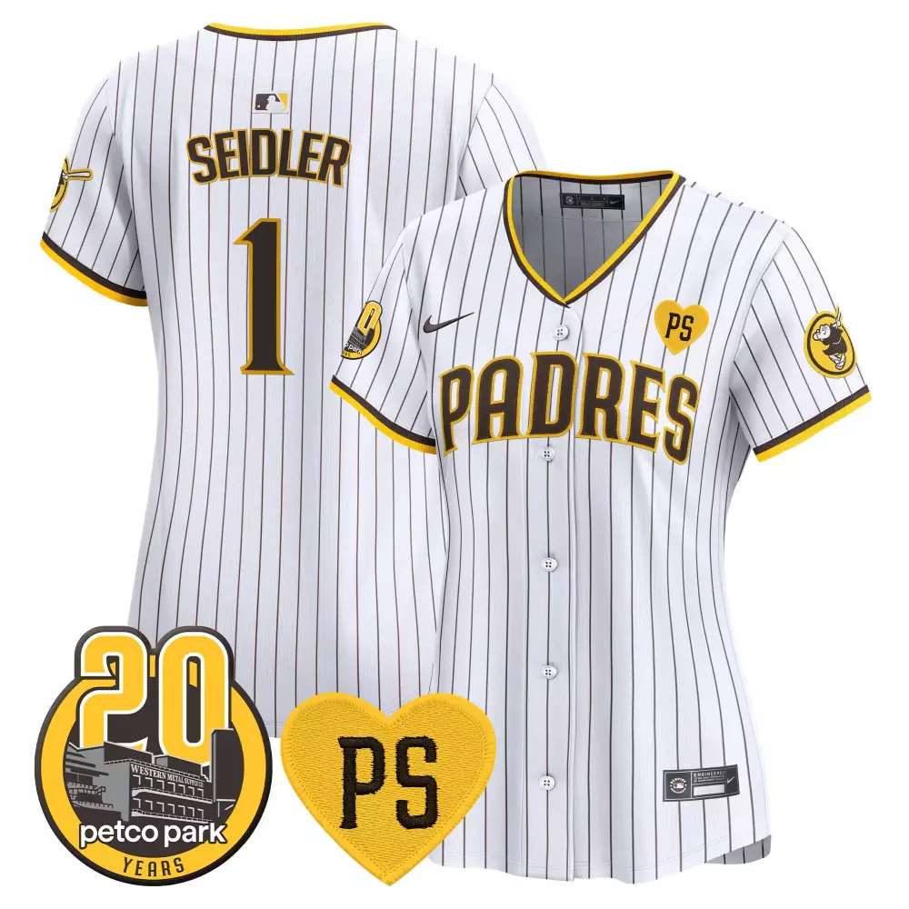 Peter Seidler 1 San Diego Padres Jersey White Petco Park 20 Years Women Authentic