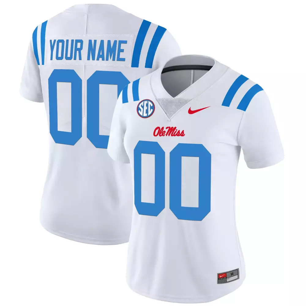 Custom Ole Miss Rebels Jersey White Women Stitched Blue Red Vapor All