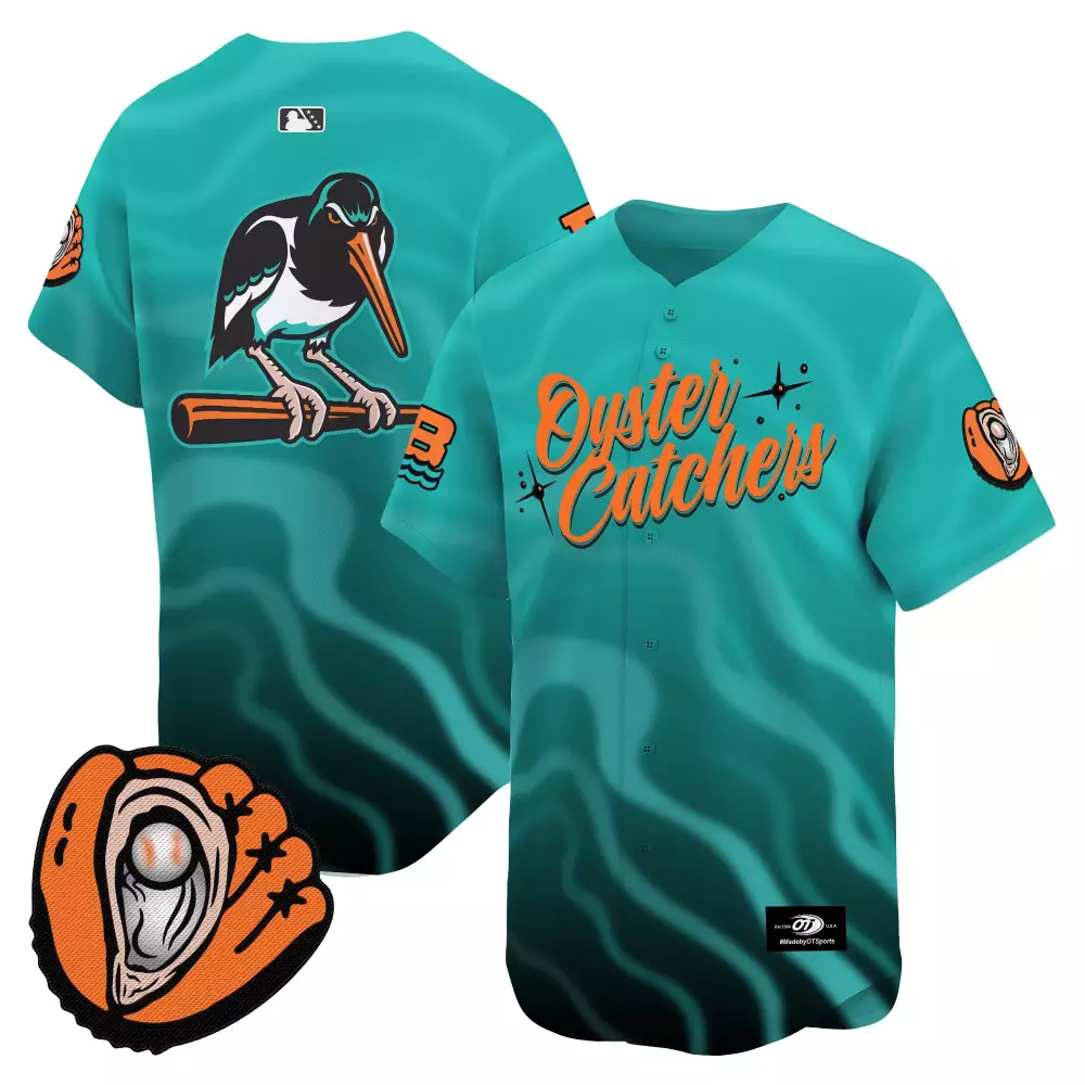 Custom Oyster Catchers Jersey Teal Standard Design Orange