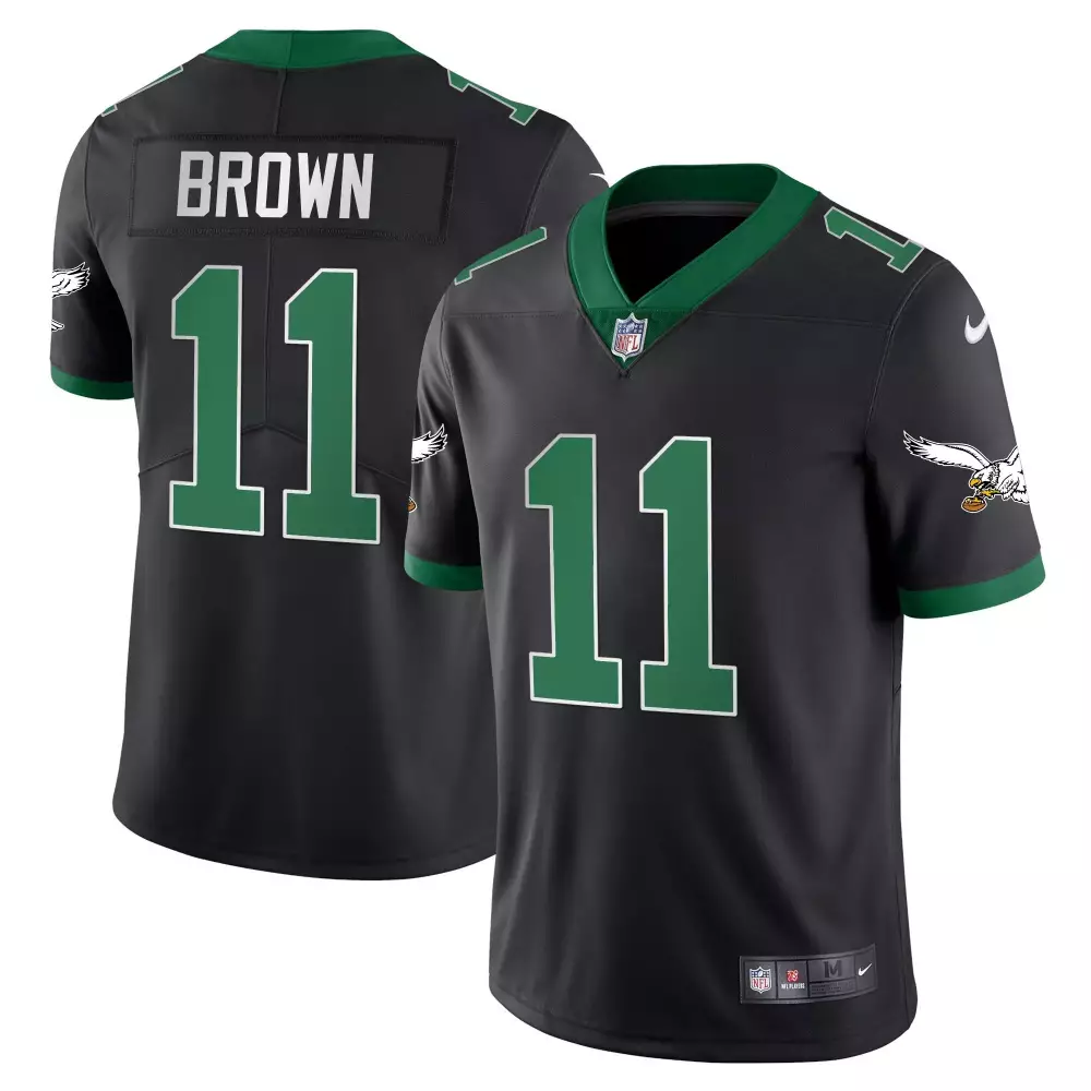 Aj Brown 11 Eagles Jersey Black Men Replica Green Vapor All Stitched