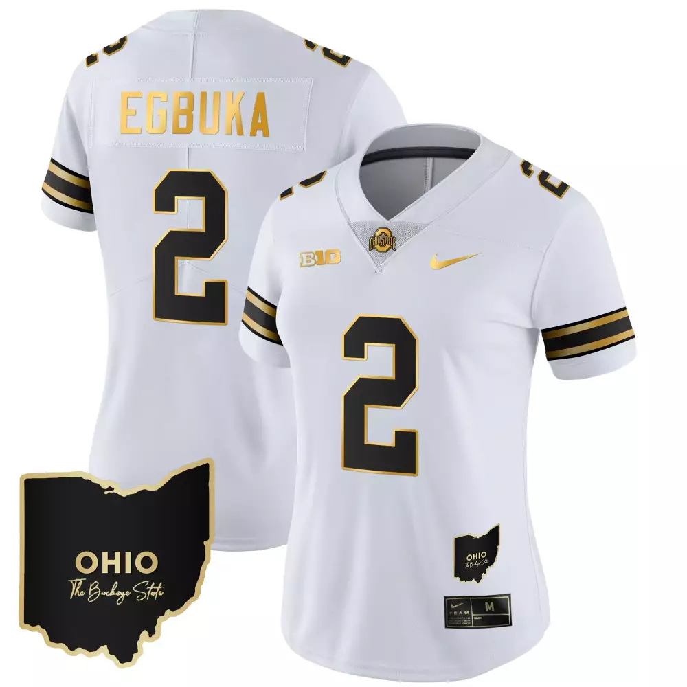 Emeka Egbuka 2 Jersey White The Buckeye State Ohio Buckeyes Women Replica Black Gold