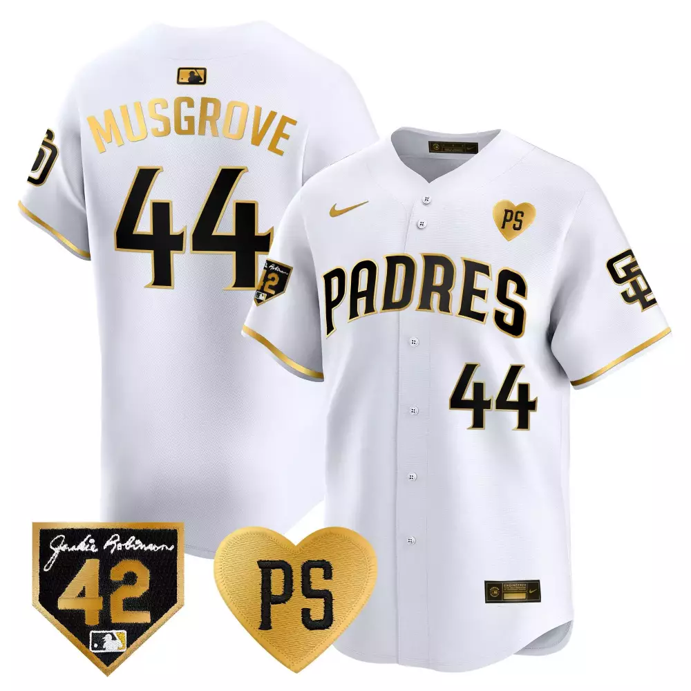 Joe Musgrove 44 San Diego Padres Jersey White Jackie Robinson Day 42 Ps Heart Men