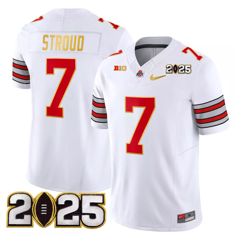 Stroud Cfp 7 Ohio State Buckeyes Jersey White 2025 Season Men Replica Alternate Red