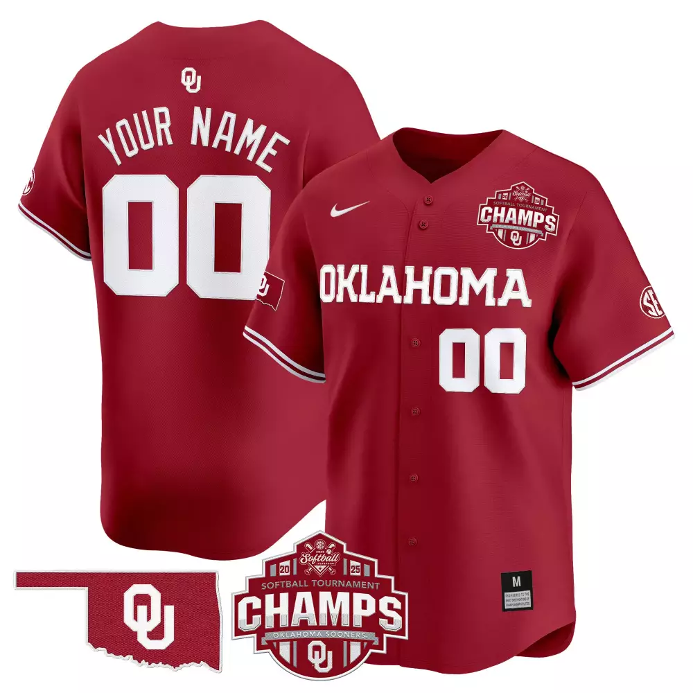 Custom Oklahoma Sooners Jersey Crimson Ncaa Softball Tournament Champs Women Stitched