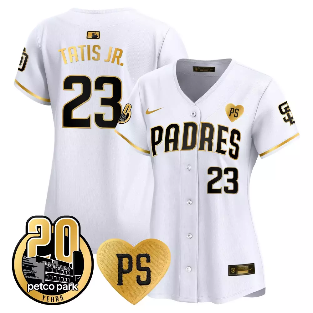 Fernando Tatis 23 Jersey White Petco Park 20 Years San Diego Padres Women Stitched