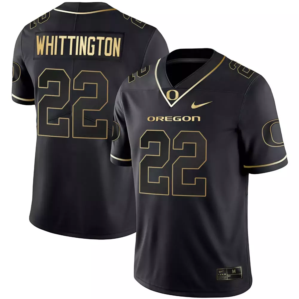 Whittington 22 Oregon Ducks Jersey Black Men Authentic Gold Limited All Stitched