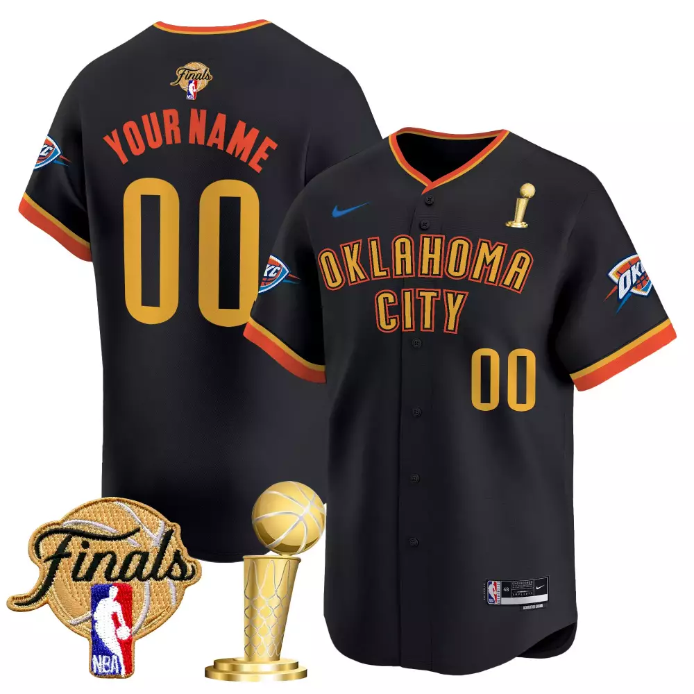 Custom Oklahoma City Thunder Jersey Black NBA Finals Men Stitched Alternate Orange