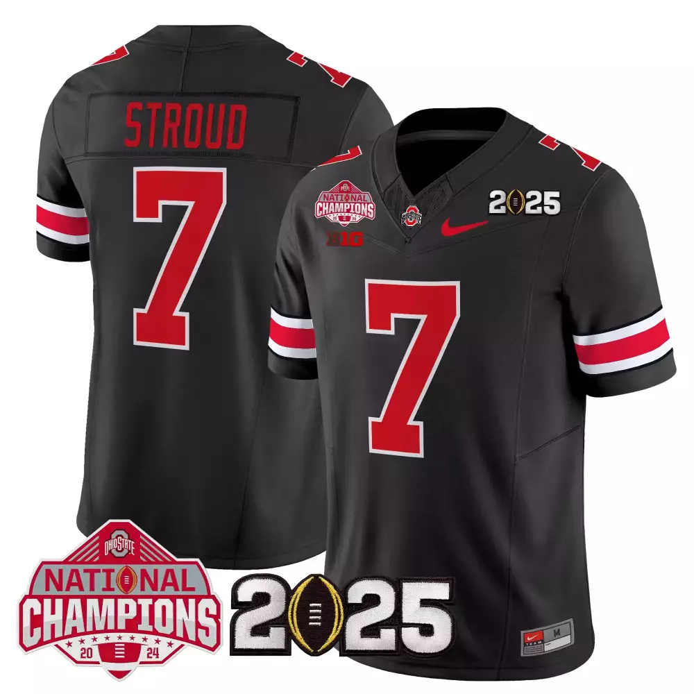 Stroud 7 Ohio State Buckeyes Jersey Black 2024 National Champions 2025 Men Stitched