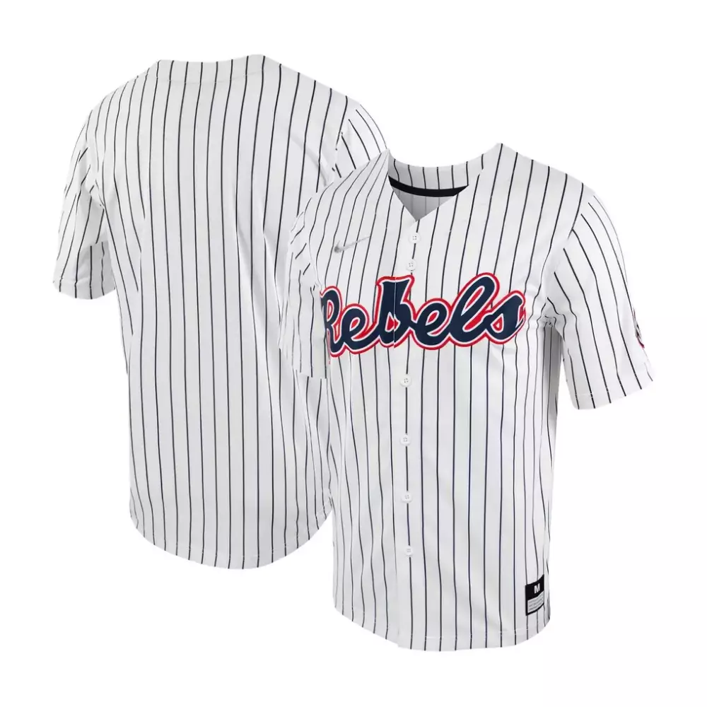 Custom Ole Miss Rebels Jersey White Men Replica Navy Red