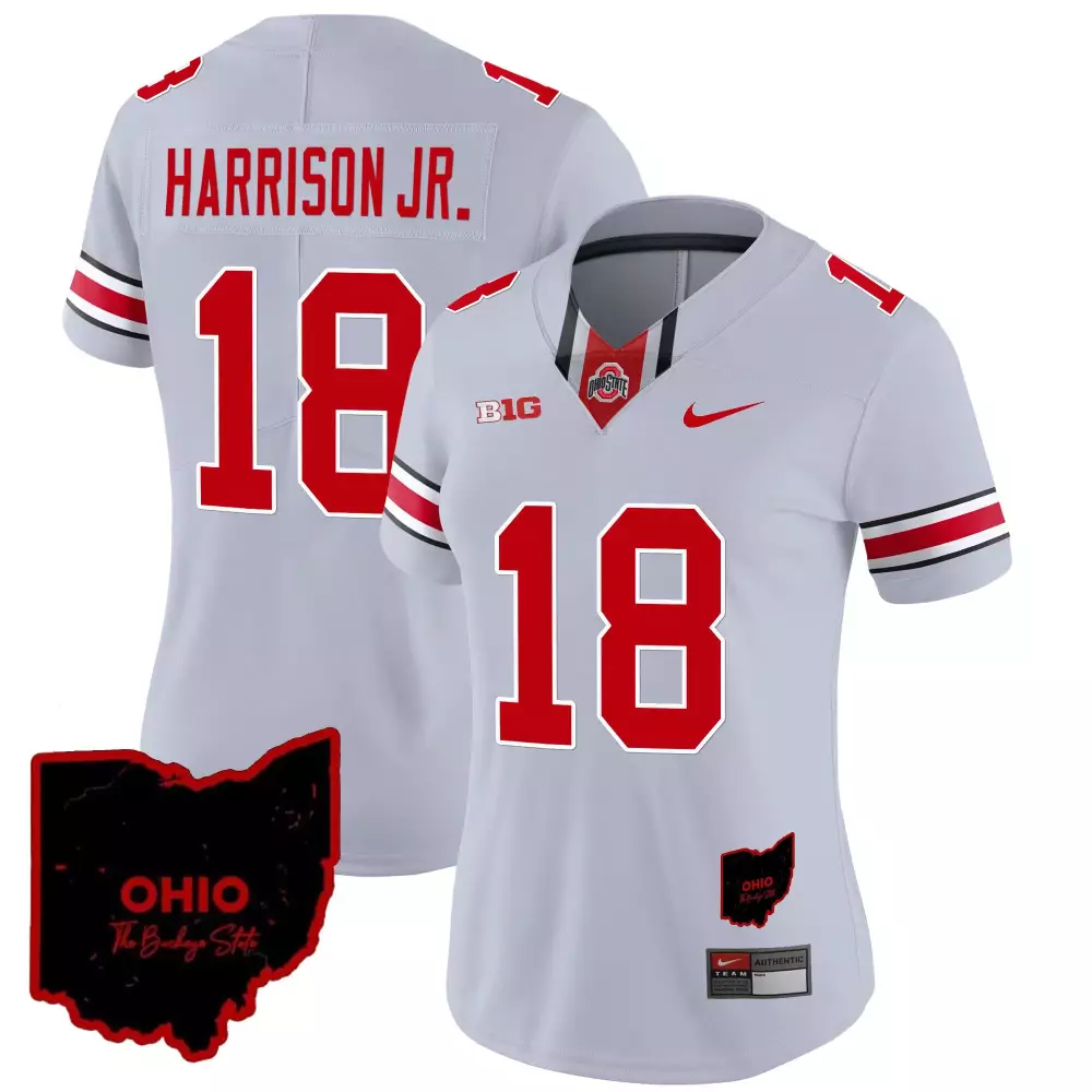 Marvin Harrison 18 Jersey White Ohio State Buckeyes Women Authentic Red Black Vapor