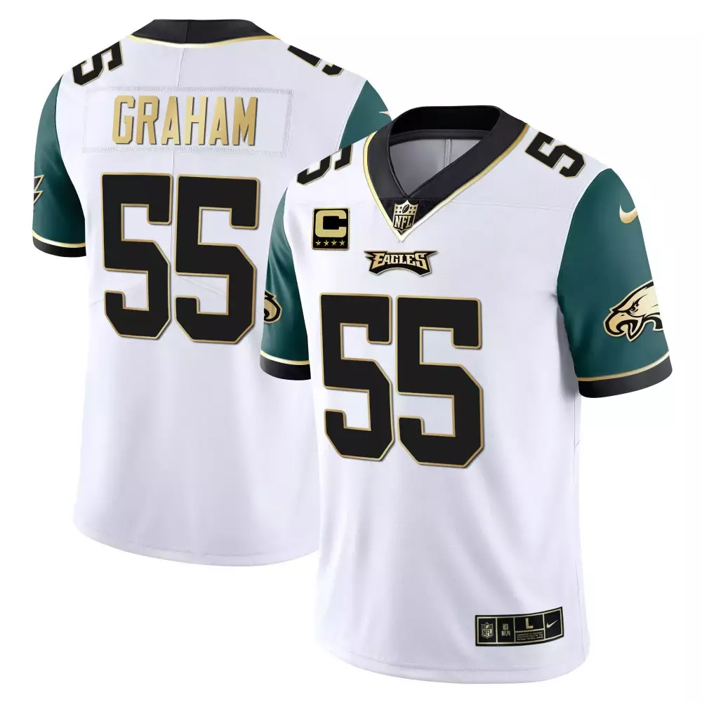Brandon Graham 55 Eagles Jersey White Men Afl Green Black Gold Vapor All Stitched