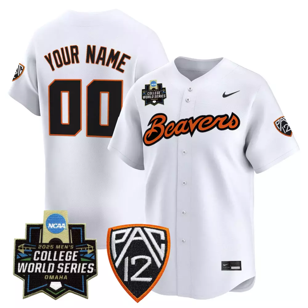 Custom Oregon State Beavers Jersey White 2025 Men Authentic Orange Black Vapor