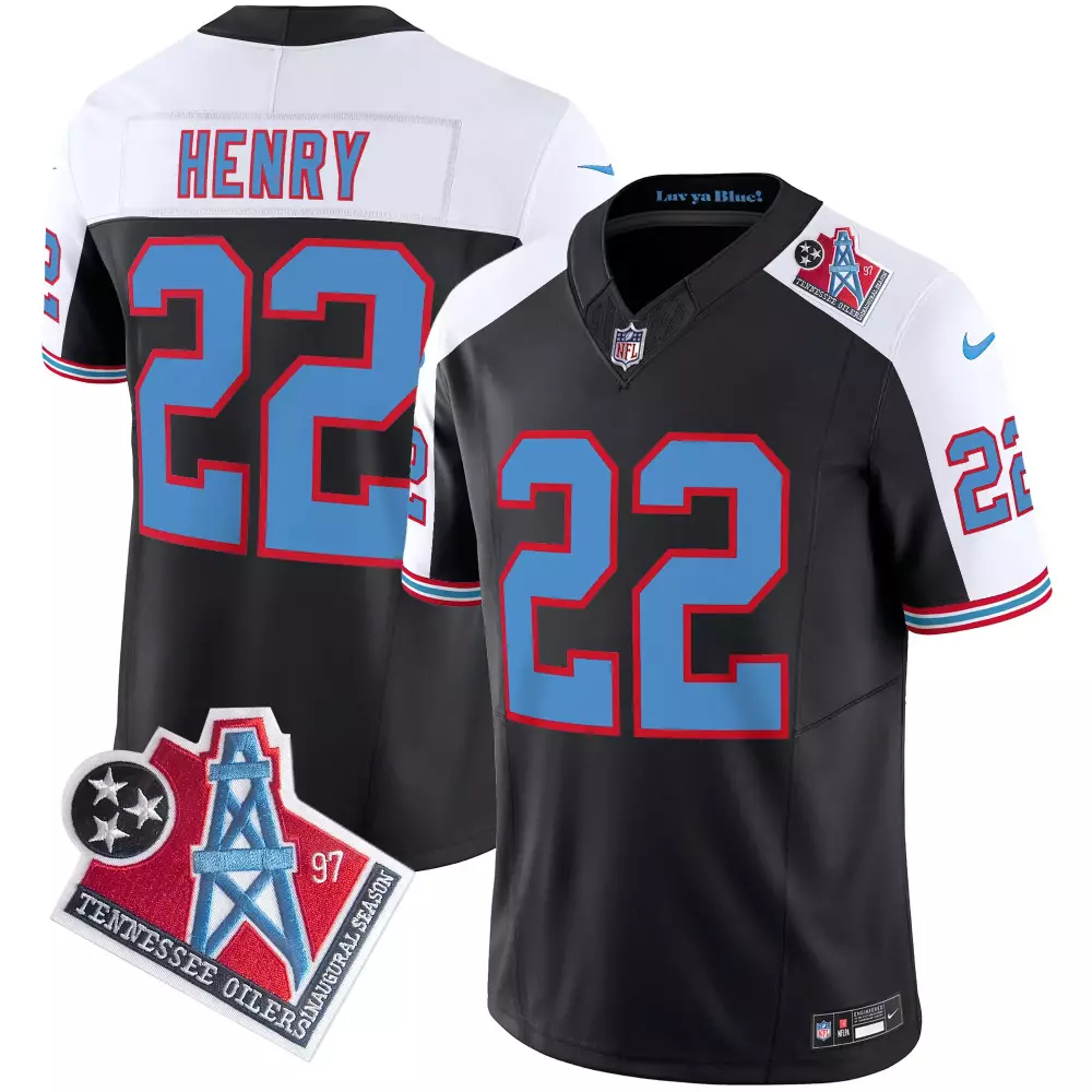 Henry 22 Tennessee Titans Jersey Black Oilers Men Authentic Alternate Throwback Design