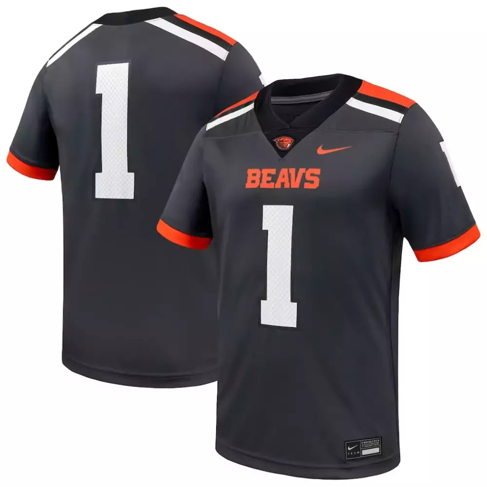 Custom Oregon State Beavers 1 Jersey Dark Gray Men Authentic Orange White Replica