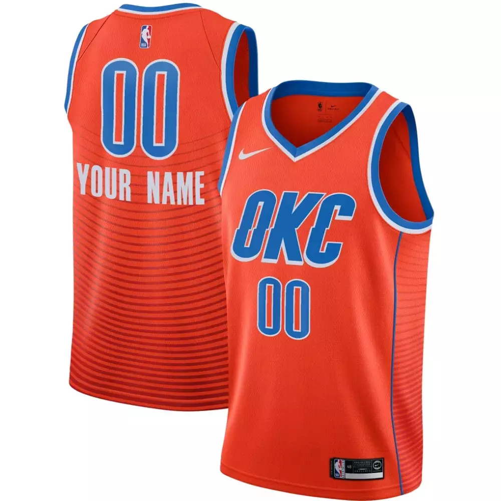 Custom Oklahoma City Thunder Jersey Orange Men Replica Blue White Swingman