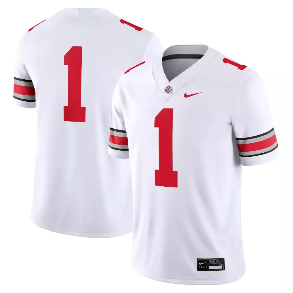 Custom Ohio State Buckeyes 1 Jersey White Men Replica Red Gray Black All Stitched