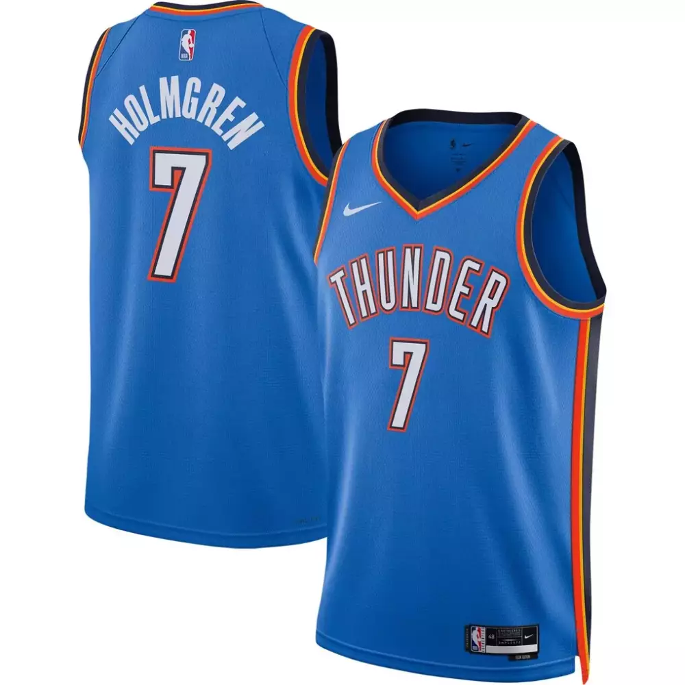 Chet Holmgren 7 Jersey Blue Oklahoma City Thunder Men Authentic Orange Yellow Black