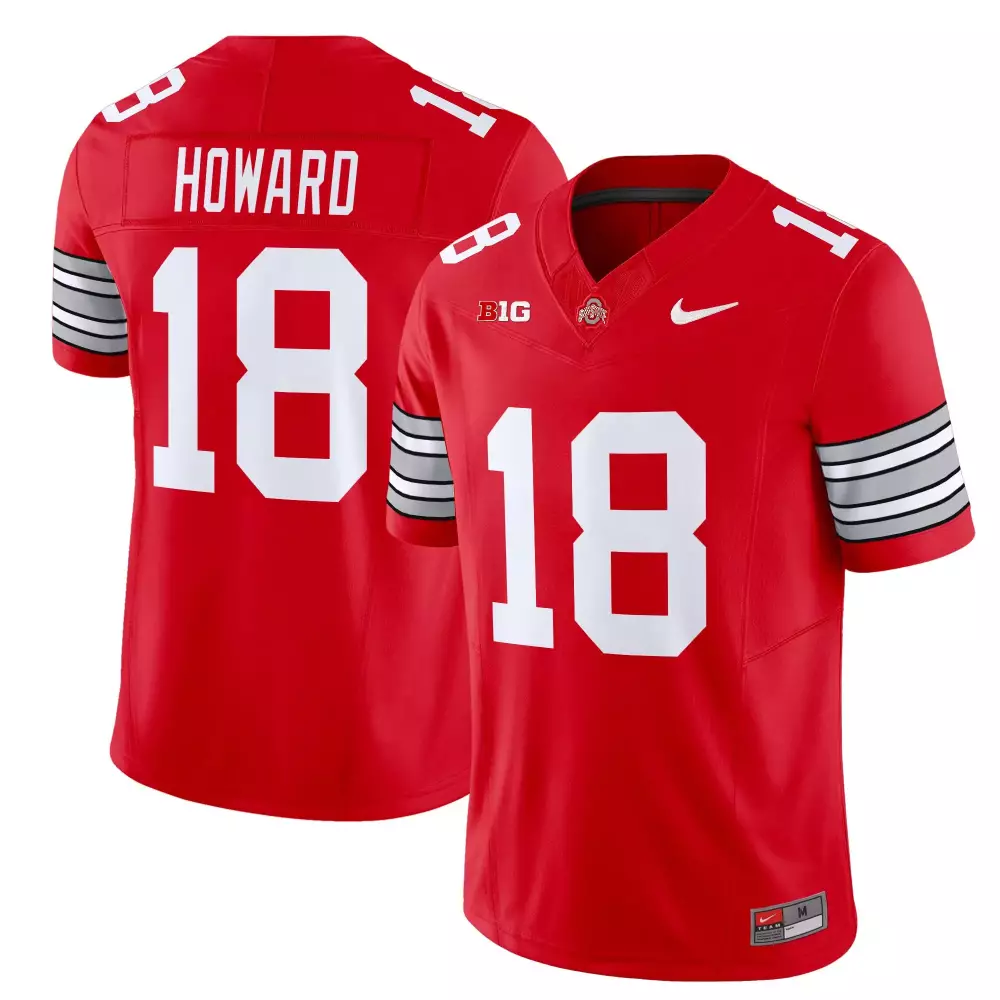 Ty Howard 18 Ohio State Buckeyes Jersey Scarlet Men Authentic Gray White Vapor Stitched