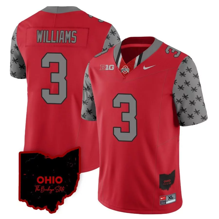 Miyan Williams 3 Jersey Red The Buckeye State Ohio Buckeyes Men Authentic Gray Alternate