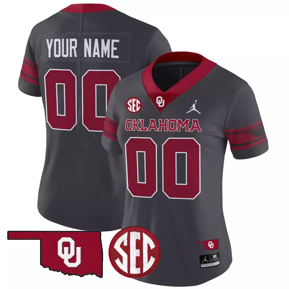 Custom Oklahoma Sooners Jersey Charcoal Women Stitched Crimson White Vapor All