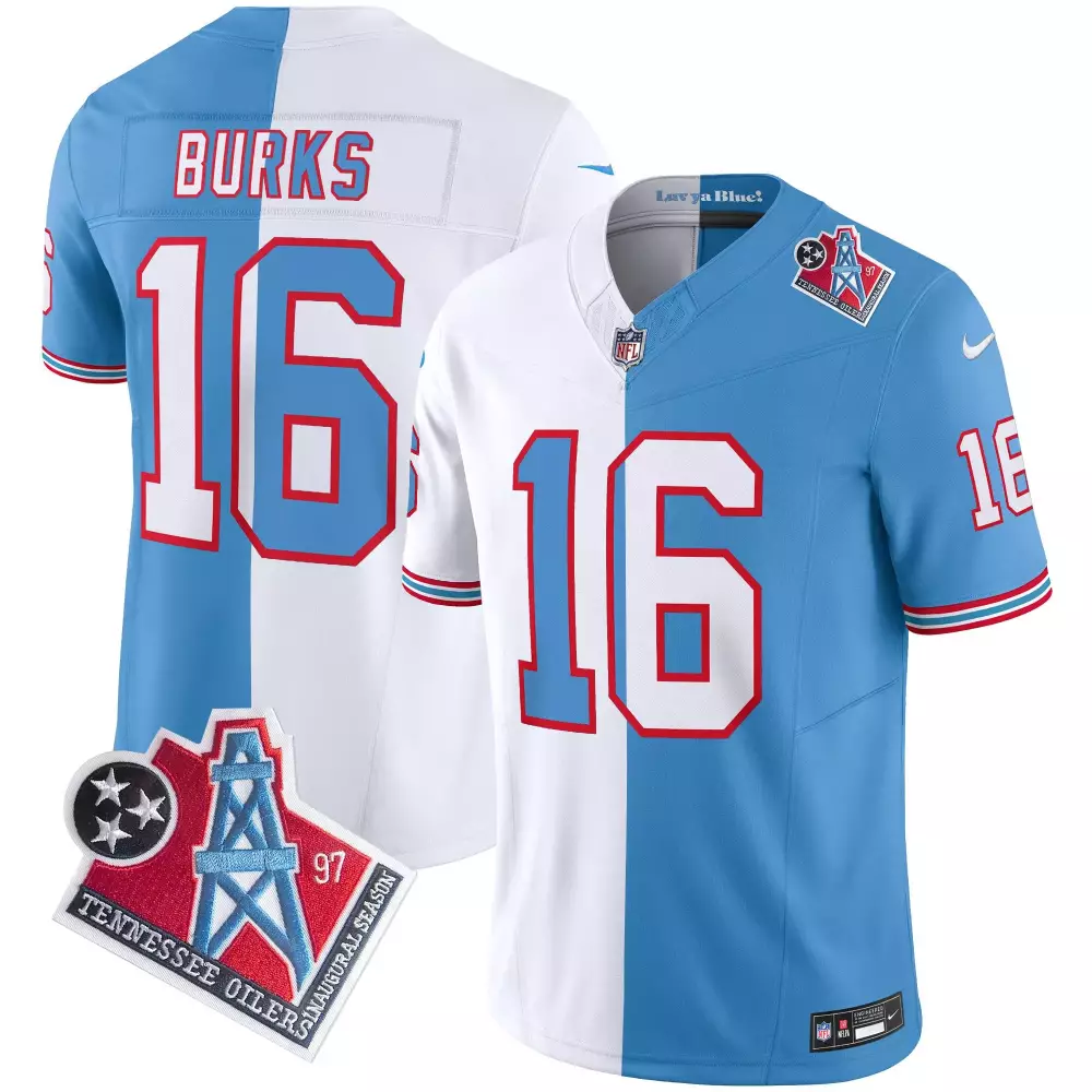 Burks 16 Tennessee Titans Jersey White Oilers Throwback Men Authentic Split Design