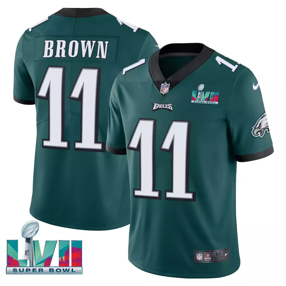 Brown 11 Eagles Jersey Green Super Bowl Lvii Men Player Black White Vapor All Stitched