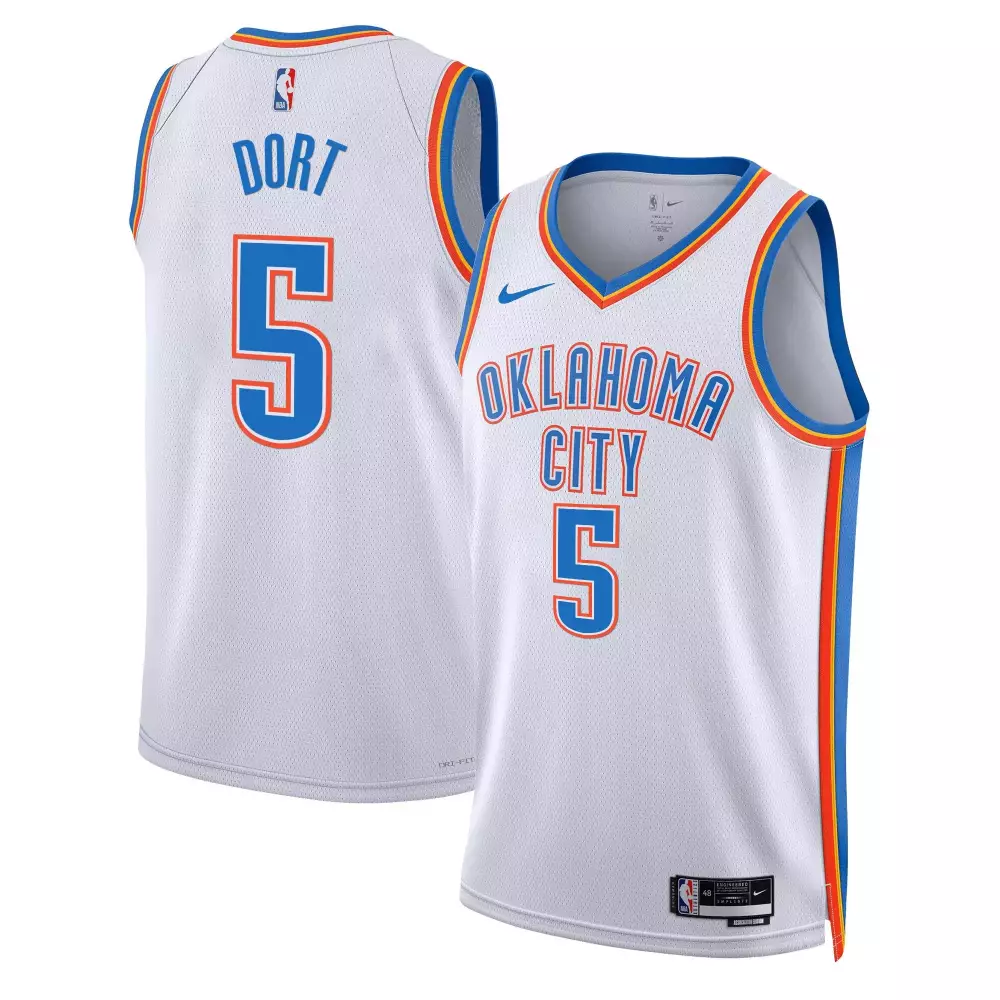 Luguentz Dort 5 Jersey White Oklahoma City Thunder Men Stitched Alternate Blue Orange