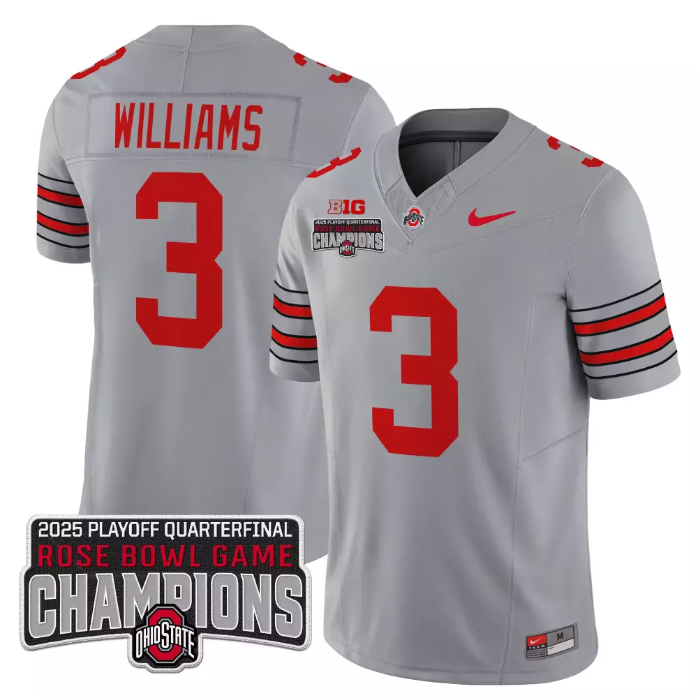 Williams Rose 3 Jersey Gray Bowl Game Champions Ohio State Buckeyes 2025 Men Authentic