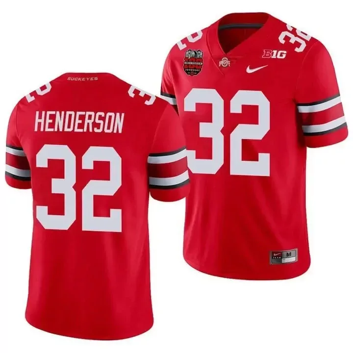 Henderson 32 Ohio State Buckeyes Jersey Red Big Ten College Football Playoff Men