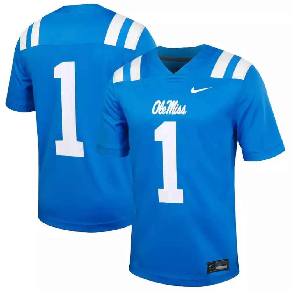 Ole Miss 1 Rebels Jersey Blue Men Standard White