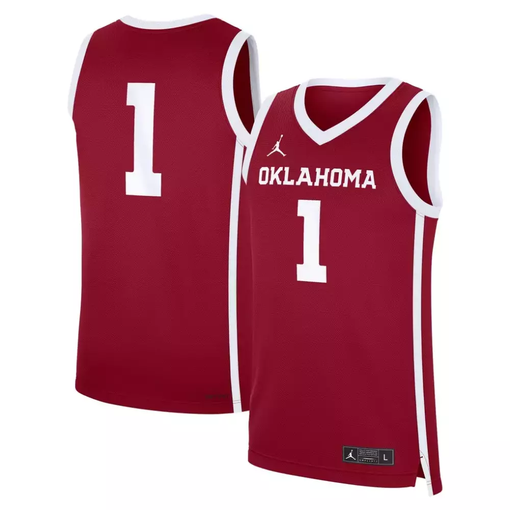 Custom Oklahoma Sooners 1 Jersey Maroon Men Replica White