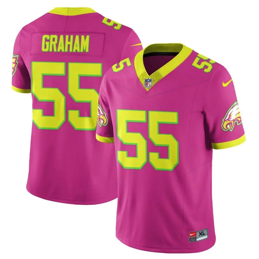 Brandon Graham 55 Jersey Pink Philadelphia Eagles Men Standard Alternate Yellow Green