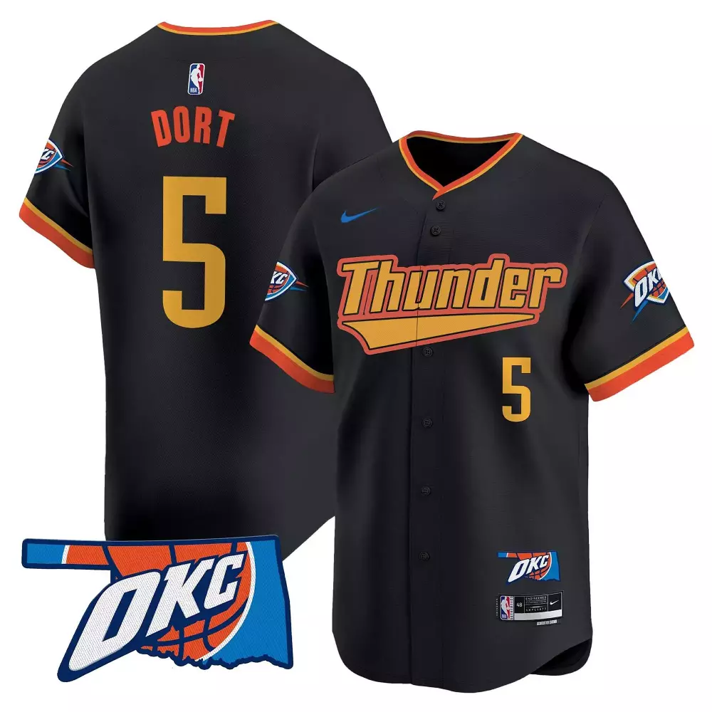Luguentz Dort 5 Jersey Black City Connect Oklahoma Thunder Men Authentic Custom Design