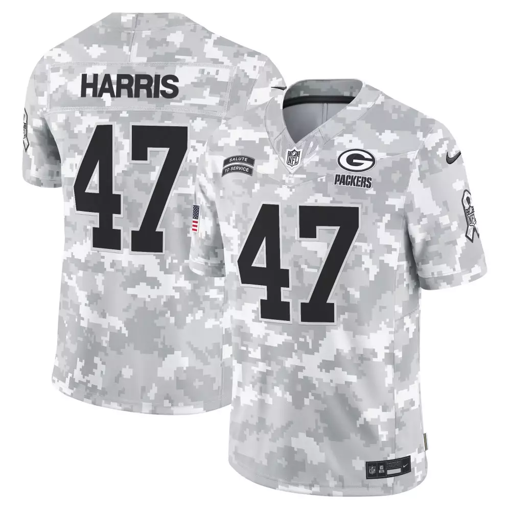 Kamala Harris 47 Jersey White Salute To Service Green Bay Packers Men Authentic Alternate