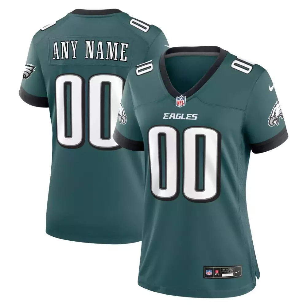 Eagles Jersey Green Women Black White Custom Game