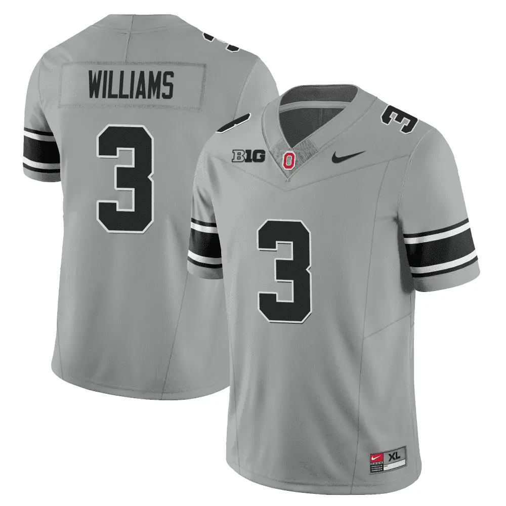 Miyan Williams 3 Jersey Gray Ohio State Buckeyes Men Authentic Alternate Black White