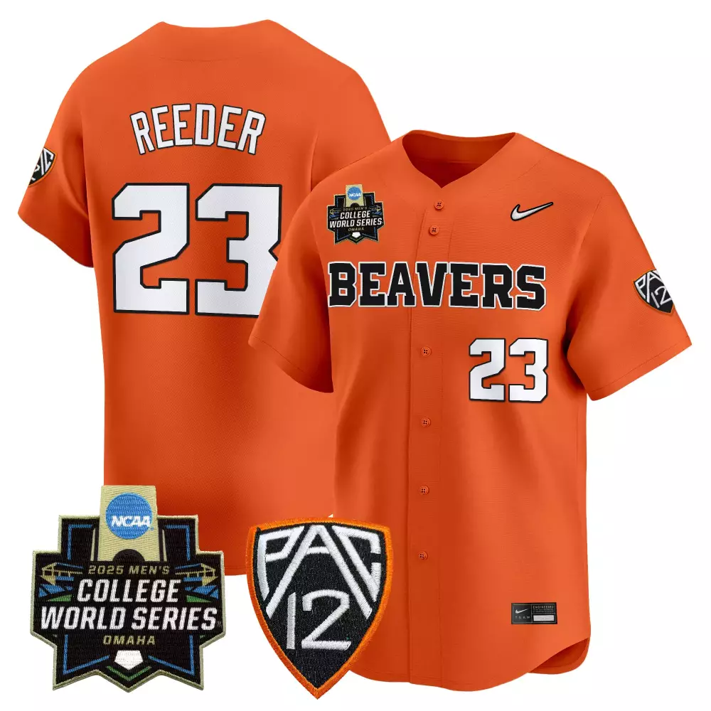 Reeder State 23 Jersey Orange 2025 Men's College World Series Oregon Beavers Men