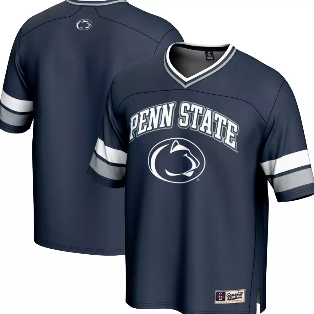 Custom Penn State Jersey Navy V-neck White Gray All Stitched Vapor