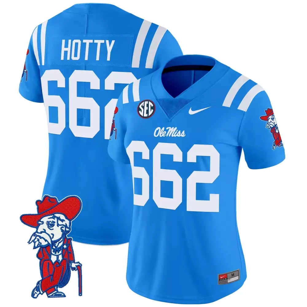 Hotty Rebels Ole Miss Jersey Blue Women Authentic White Vapor Limited Embroidered