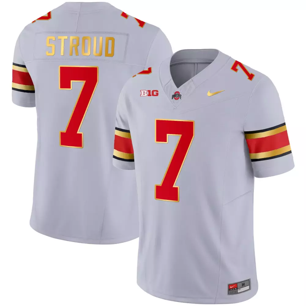 Stroud 7 Ohio State Buckeyes Jersey White Men Stitched Alternate Red Gold Black All