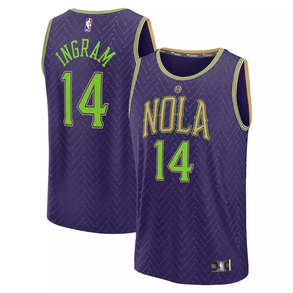 Brandon Ingram 14 Jersey Purple New Orleans Pelicans Men Stitched Lime Green Tan