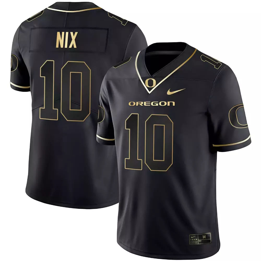Gavin Nix 10 Oregon Ducks Jersey Black Men Authentic Gold Stitched