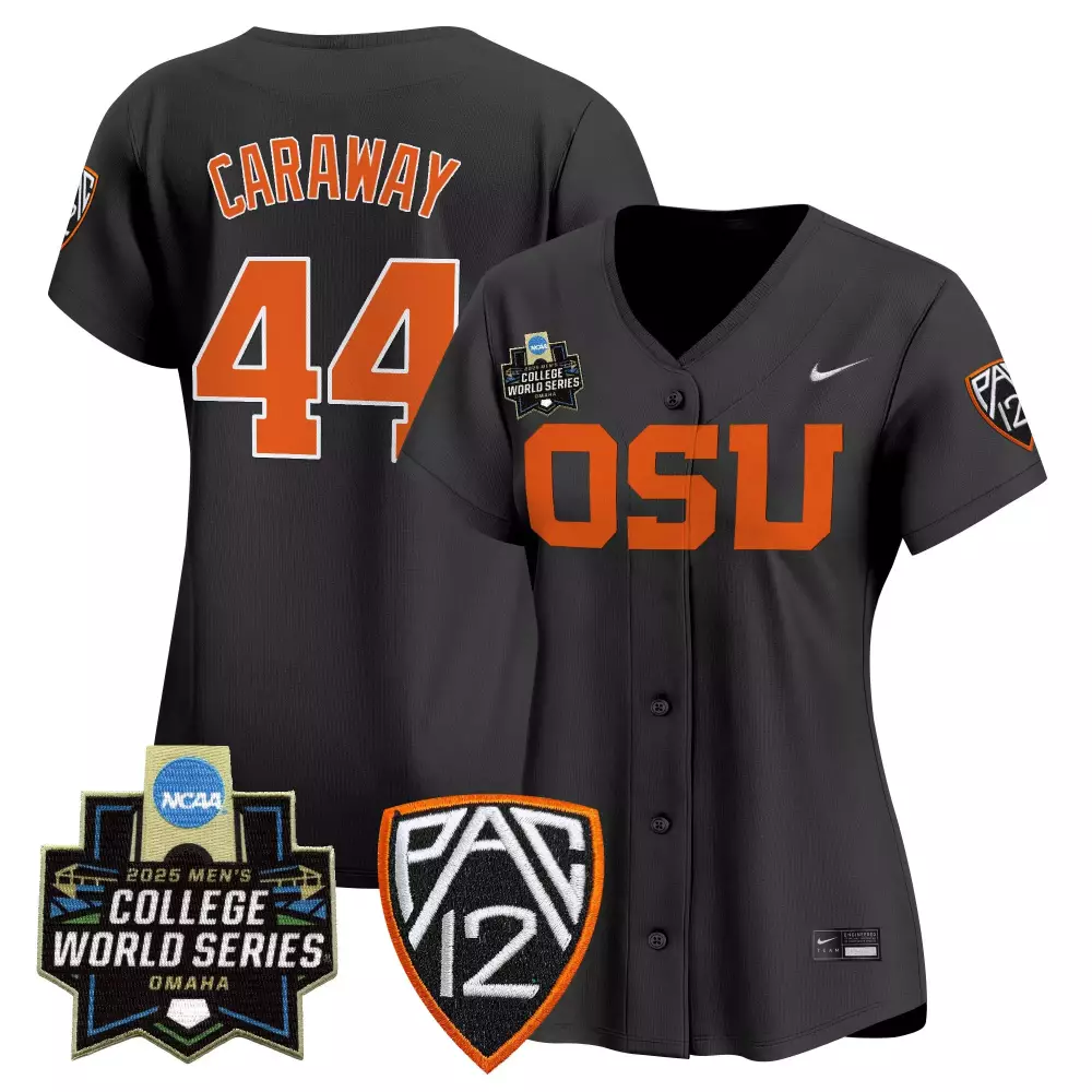 Caraway State 44 Jersey Charcoal College World Series Oregon Beavers 2025 Women Authentic