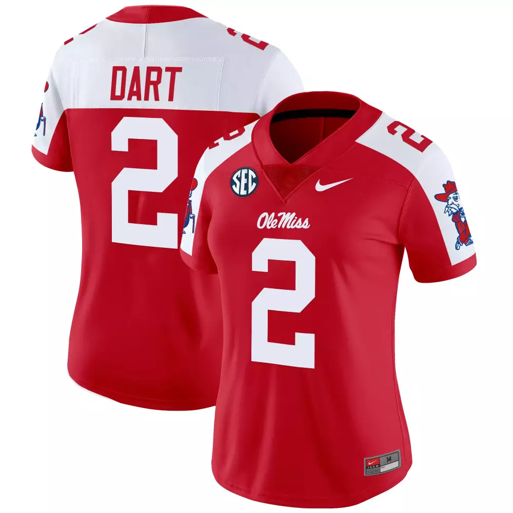 Dart Rebels 2 Ole Miss Jersey Red Null Women White Blue Vapor Limited All Stitched