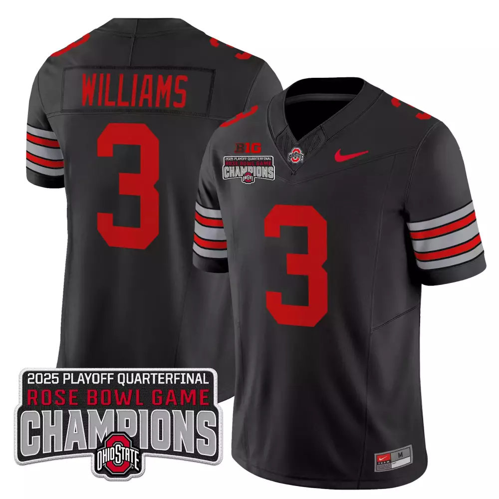 Williams Rose 3 Jersey Black Bowl Game Champions Ohio State Buckeyes Men Authentic