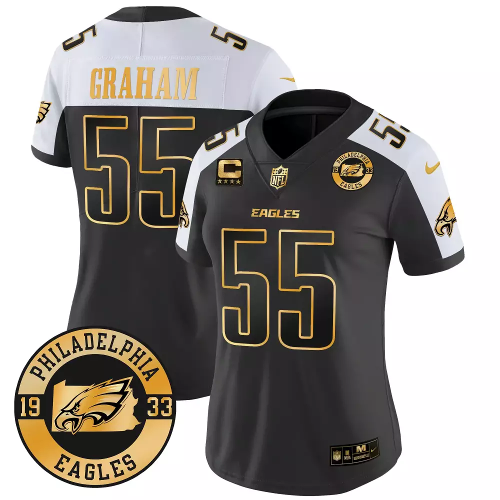 Brandon Graham 55 Eagles Jersey Black Philadelphia Men Alternate Split Design White