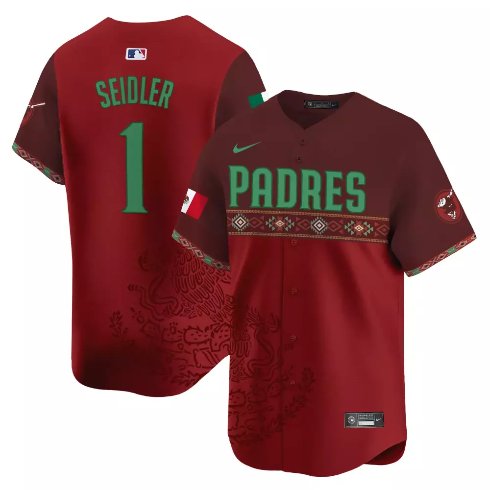 Peter Seidler 1 San Diego Padres Jersey Maroon Mexico City Series Men Authentic Alternate