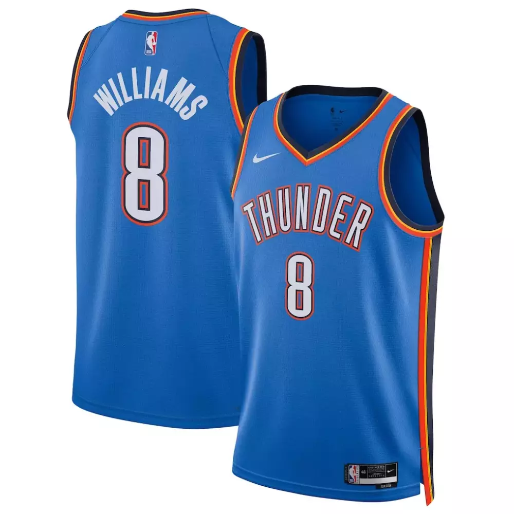 Jalen Williams 8 Jersey Blue Oklahoma City Thunder Men Replica Alternate Orange Yellow