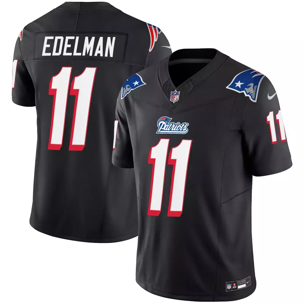 Julian Edelman 11 Jersey Black New England Patriots Men Stitched Alternate White